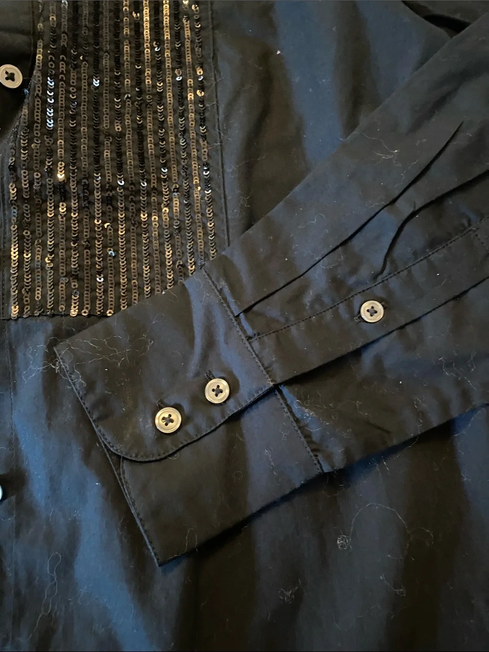 New Banana Republic Black Sequin-Front Button Shirt Jacket Size M
